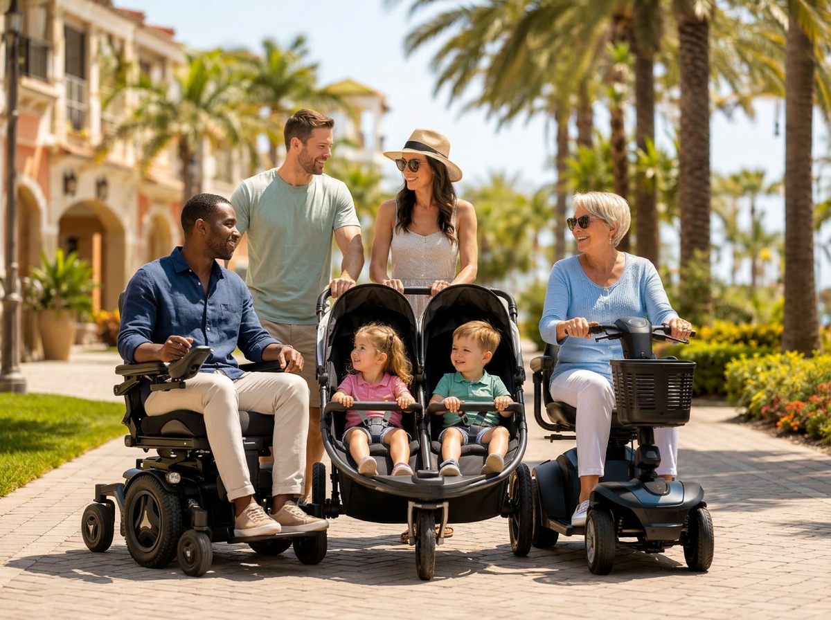 Stroller, wagon and mobility scooter delivered to a family in Orlando